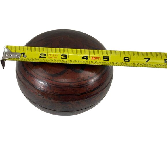 Antique Hand-Painted Wooden Trinket Box With Lid - Picture 4 of 7